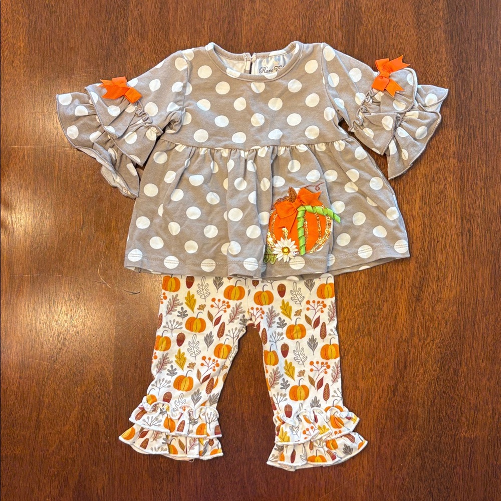 6 Month Girl, Rare Editions, Fall or Thanksgiving Outfit, Pumpkins